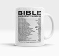 Bible Emergency Numbers Coffee Mug, Bible Mug, Church Gift White