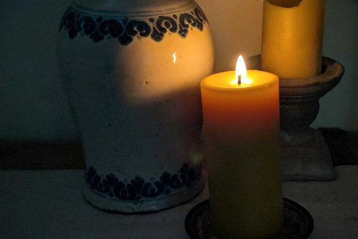 Bluecorn Beeswax Pillar Candle - Rancho Gordo