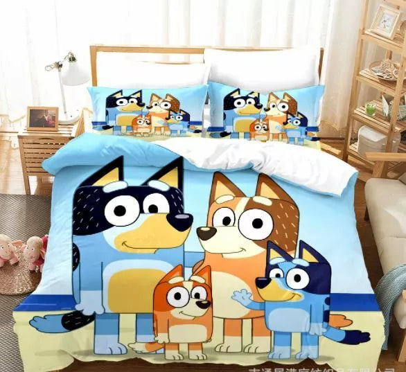 Bluey Bedding Set Pattern Kids Quilt Cover Without Filler