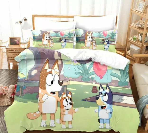 Bluey Bedding Set Pattern Kids Quilt Cover Without Filler