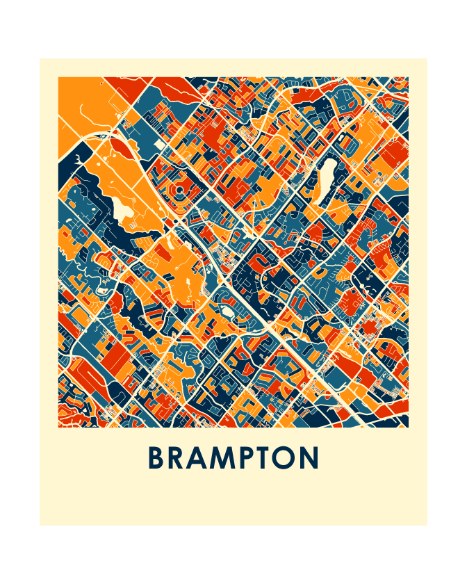 Brampton Ontario Map Print - Full Color Map Poster