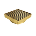 Brushed Gold Square Grill Linear Floor Waste - Acqua Bathrooms