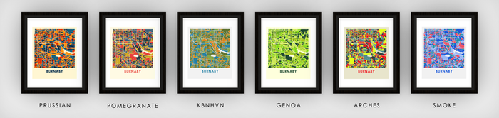 Burnaby British Columbia Map Print - Full Color Map Poster