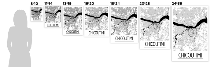 Chicoutimi Map Poster - Quebec Map Print - Art Deco Series