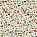 Christmas Traditions 81690-3 - white cotton with small Christmas art: gifts, gingerbread men, stockings, plum pudding