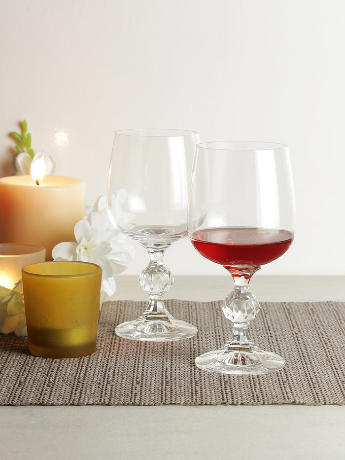 Hand-blown crystal red wine glass with wide bowl
