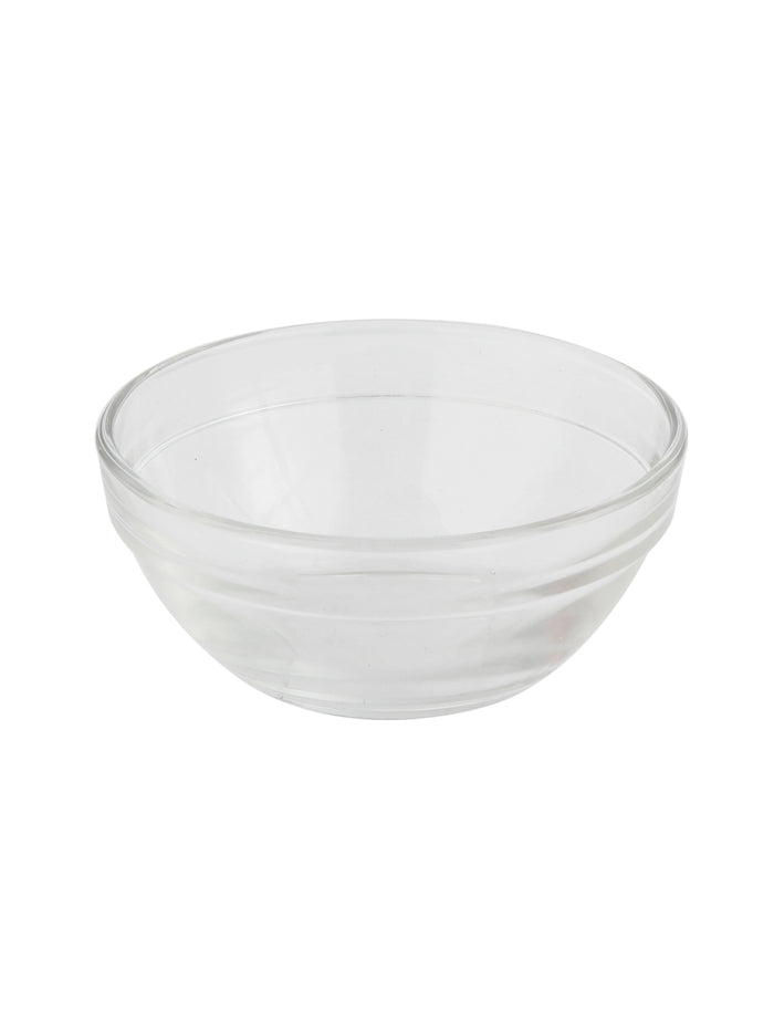 Clear glass bowls used for serving chutneys and sauces