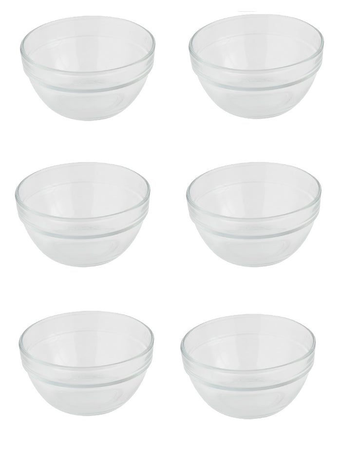 Clear Stackable Glass Bowls - Set Of 6