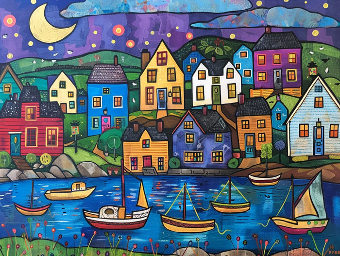 Coastal Village at Twilight