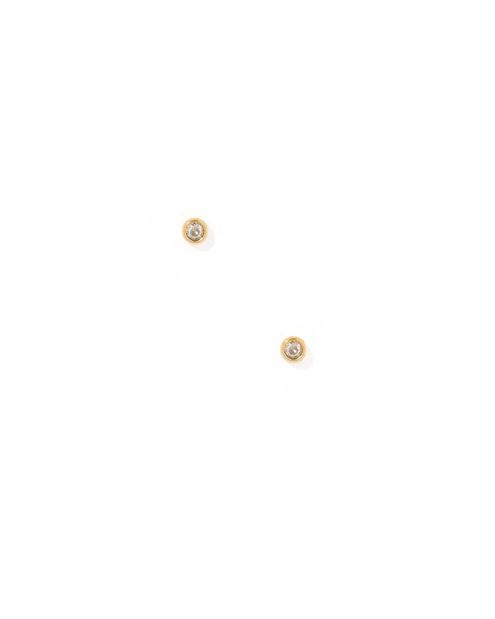 Cooper Micro Clear Gold Screwback Stud Earrings