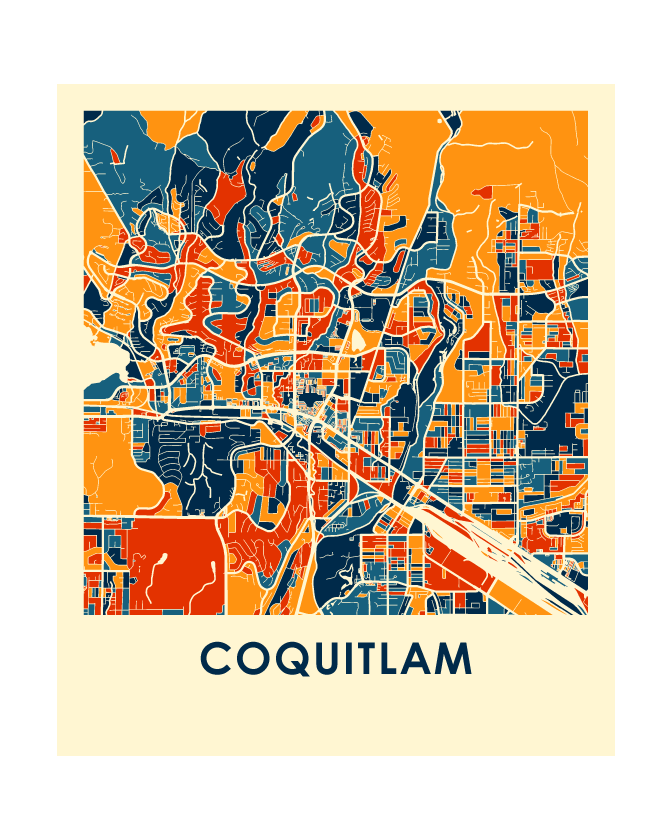 Coquitlam British Columbia Map Print - Full Color Map Poster