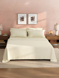 Cotton Charm 100% Cotton 400 TC King Bedsheet with 4 Pillow Covers | Cream Dyed Solid Bedsheet Set