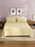 Cotton Charm 100% Cotton 400 TC King Bedsheet with 4 Pillow Covers | Yellow Dyed Solid Bedsheet Set