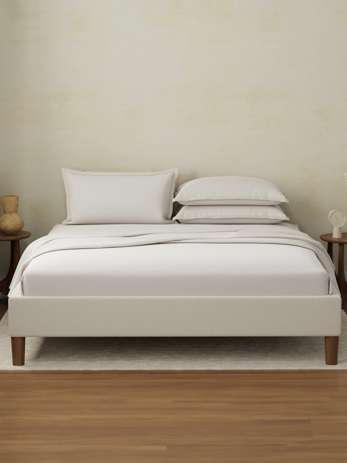 Cotton Charm 400 TC 100% Cotton King Size Dyed Bedsheet with 4 Pillow Covers - Moonbeam