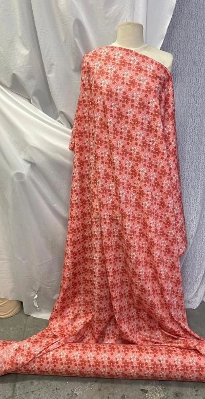 Cotton Floral Print- Pink(Coral)/Off White /Yellow