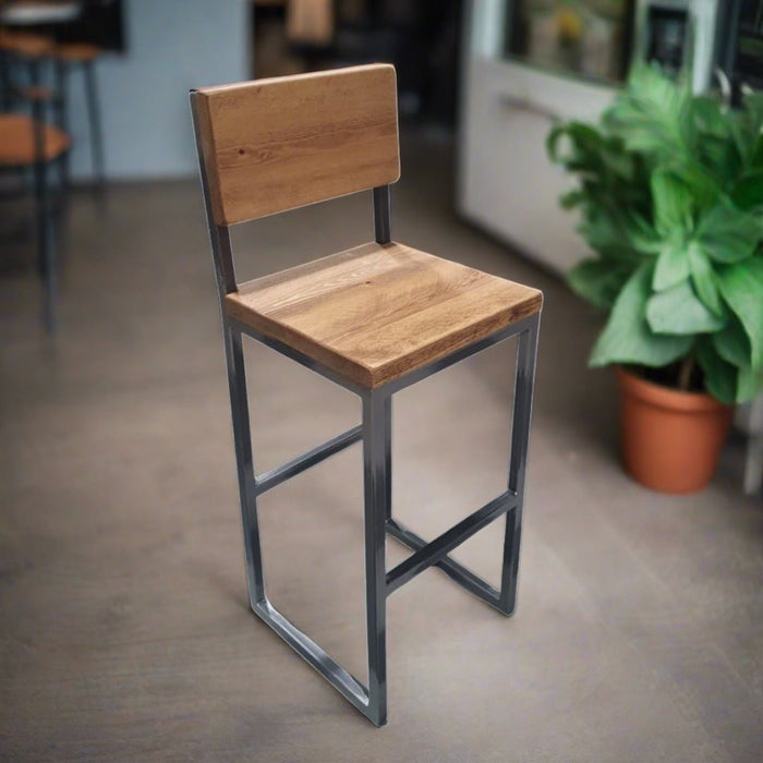 Cruach - Industrial Bar Stool with Backrest -