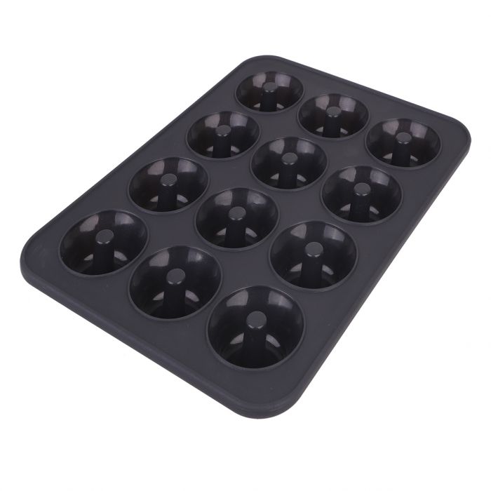 Daily Bake Silicone 12 Cup Mini Doughnut Pan Charcoal - 32.5x24.5x3