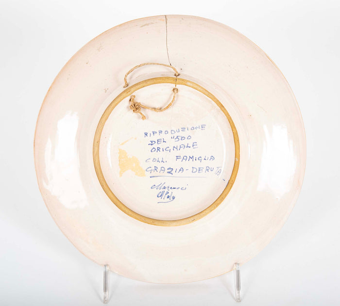 Deruta Reproduction "Bella Donna" Style Plate with Figure in Loose Blouse