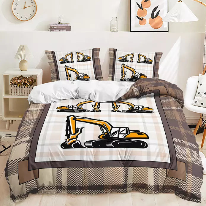 Digger Dump Truck Excavator Bedding Set Quilt Cover Without Filler