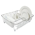 Dish Drainer With Caddy - Chrome/PVC - Small 36.5x32.3x14.3cm - White - D.Line