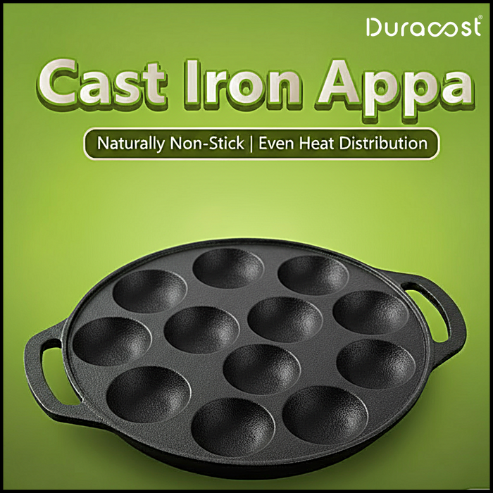 DuraCast® Cast Iron Appe / Paniyaram Maker – 7-Pit & 12-Pit | Traditional Taste, Modern Convenience