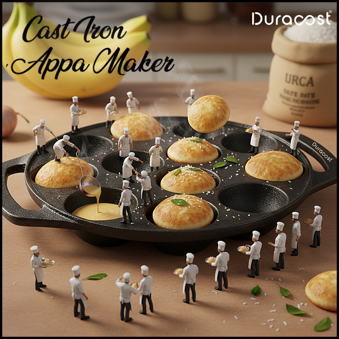 DuraCast® Cast Iron Appe / Paniyaram Maker – 7-Pit & 12-Pit | Traditional Taste, Modern Convenience