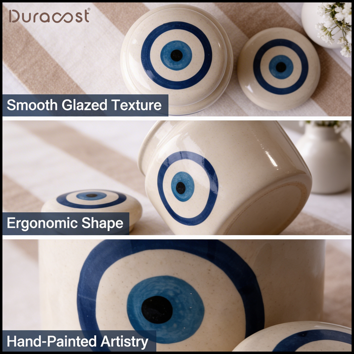 DuraCast® Evil Eye Jars – Ceramic Storage Jars Set of 2 | Designer Kitchen Containers