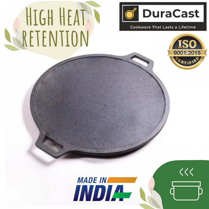 DuraCast India Combo of Cast Iron 30cm Tawa, 25cm Skillet and 24cm Kadhai