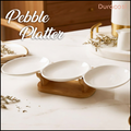 DuraCast® Pebble Platter – 3-Section Ceramic Serving Platter with Bamboo Base