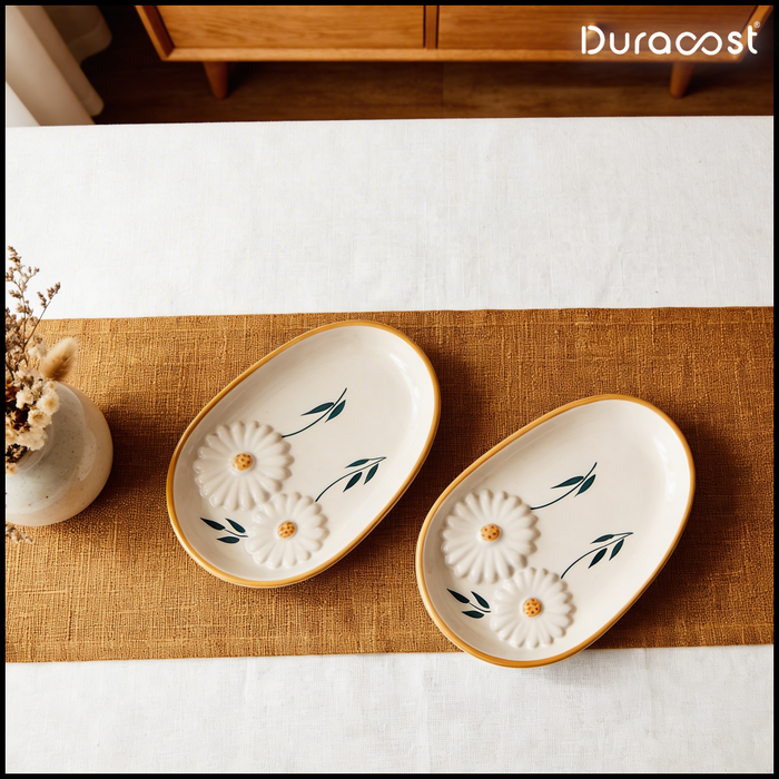 DuraCast® Sunny Plates – Handcrafted Ceramic Snack Plates Set of 3 | Designer Plates