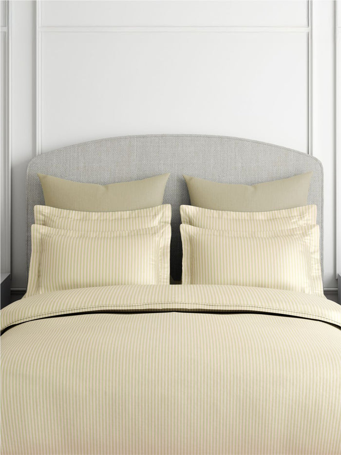 Emblem 100% Cotton 300 TC King Bedsheet with 2 Pillow Covers | Beige Stripes Bedsheet Set