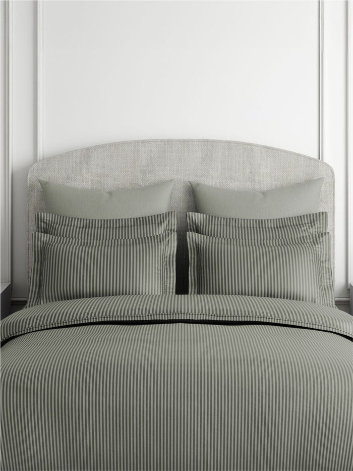 Emblem 100% Cotton 300 TC King Bedsheet with 2 Pillow Covers | Grey Stripes Bedsheet Set