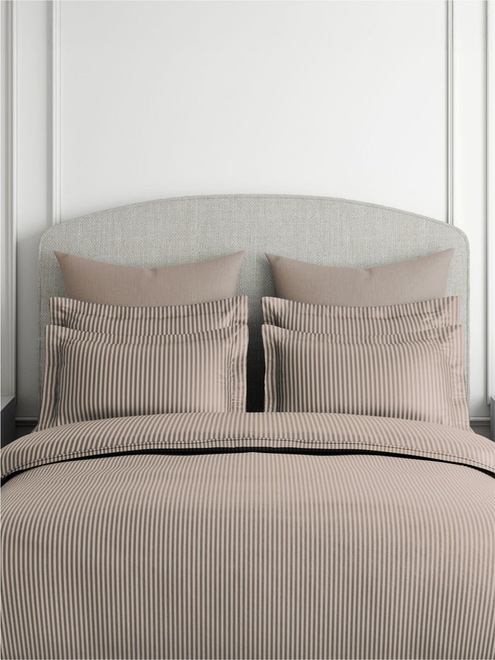 Emblem 100% Cotton 300 TC King Bedsheet with 2 Pillow Covers | Grey Stripes Bedsheet Set