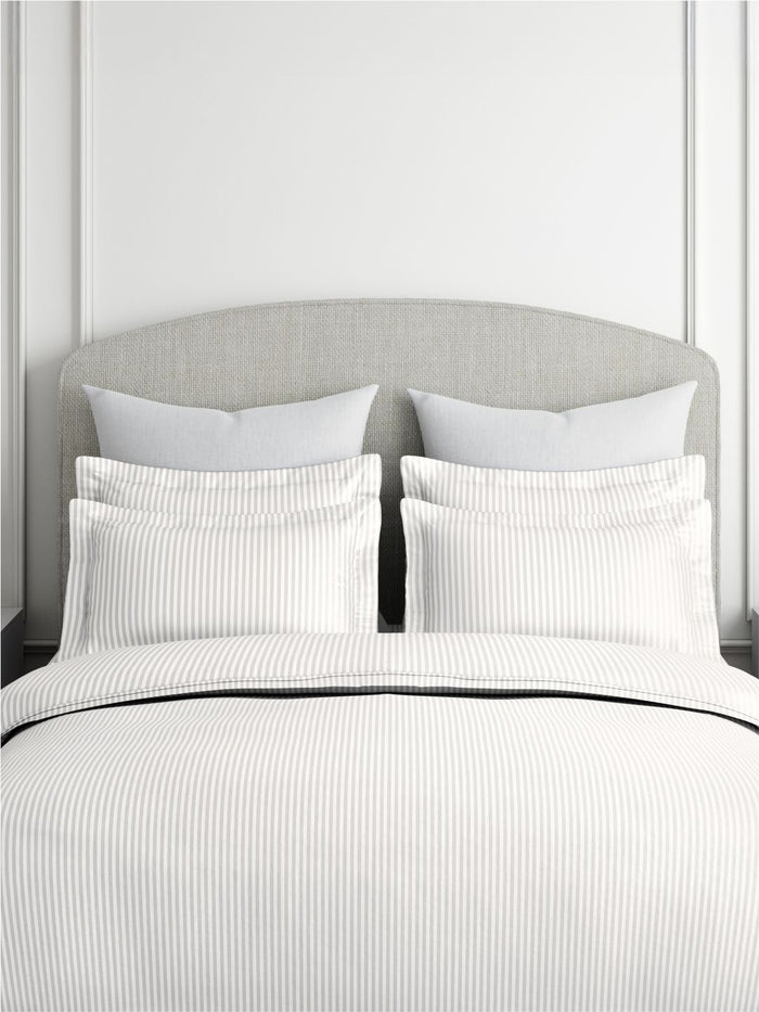 Emblem 100% Cotton 300 TC King Bedsheet with 2 Pillow Covers | White Stripes Bedsheet Set