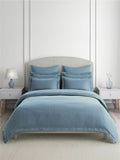 Emblem 100% Cotton 300 TC King Bedsheet with 4 Pillow Covers | Blue Dyed Solid Bedsheet Set