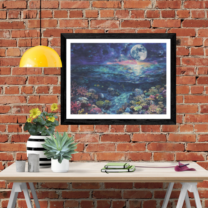Full Moon Over Coral Seascape