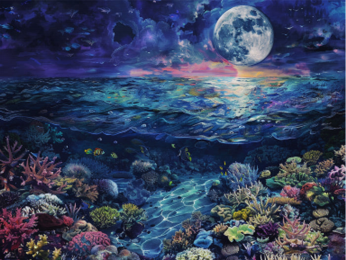 Full Moon Over Coral Seascape