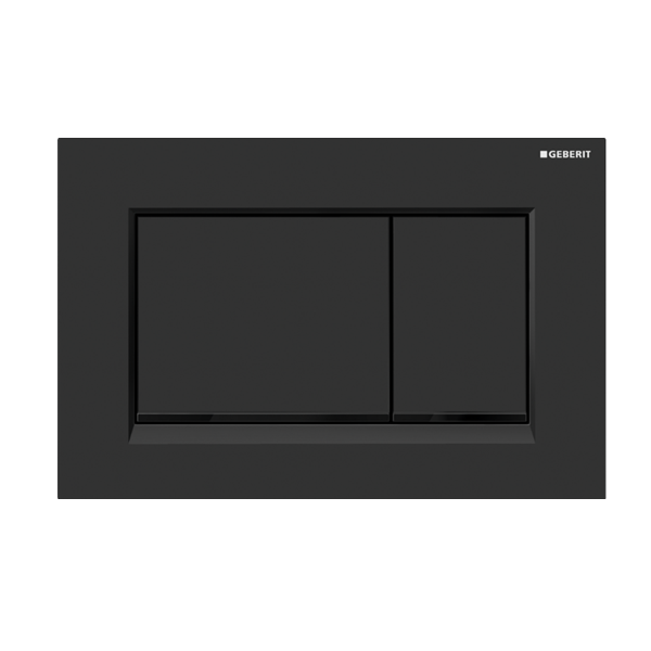 Geberit Sigma 30 Button - Square Matte Black with Gloss Black Trim - Acqua Bathrooms