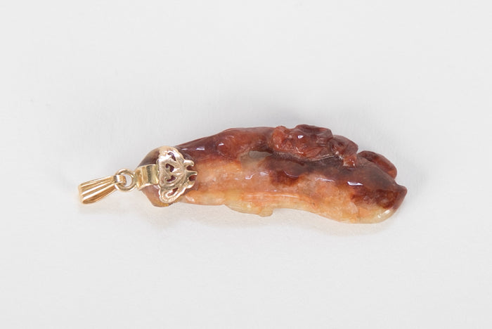 Gold Mounted Jade Pendant
