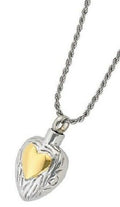 Golden Heart Pendant/Necklace Funeral Cremation Urn for Ashes