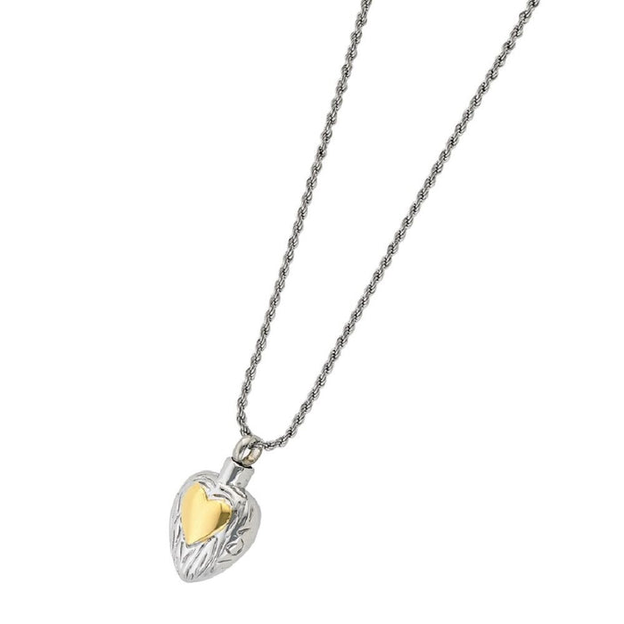 Golden Heart Pendant/Necklace Funeral Cremation Urn for Ashes