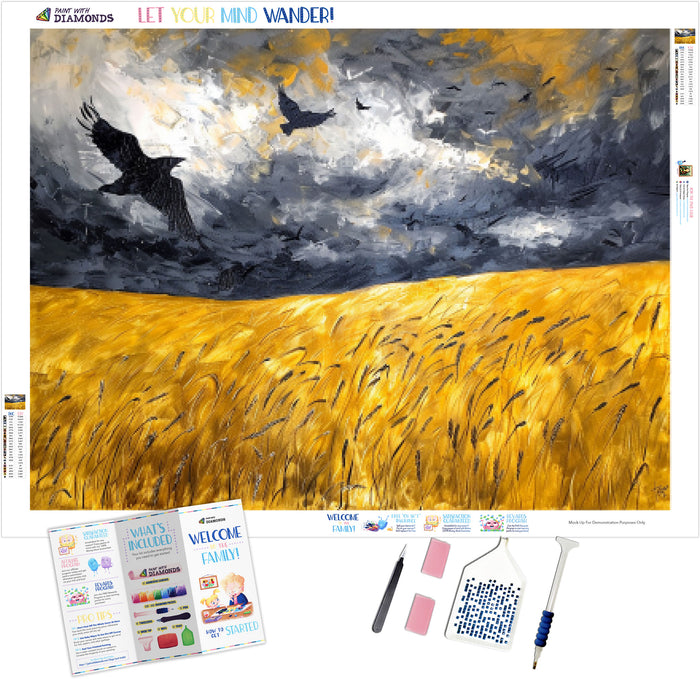 Golden Wheat Field with Crows