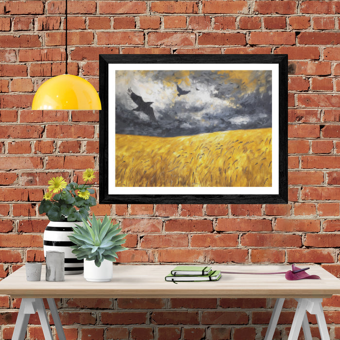 Golden Wheat Field with Crows