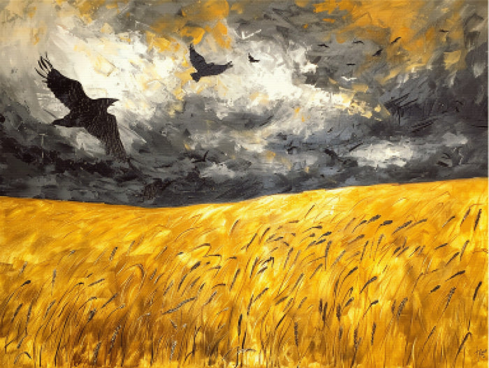 Golden Wheat Field with Crows