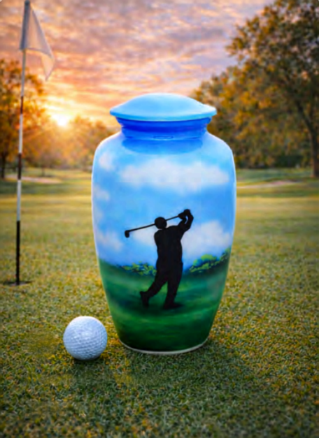 Golfer 210 Cubic Inches Large/Adult Golf Funeral Cremation Urn for Ashes Golfing