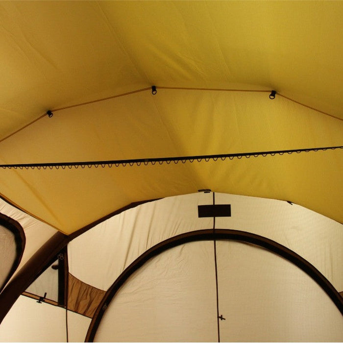 T720+ Inner Liner ceiling with a daisy-chain hanging strip stretched across, above the cream inner tent arch