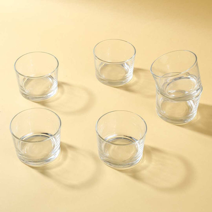 Grande imported glass dessert bowl set, ready for serving.