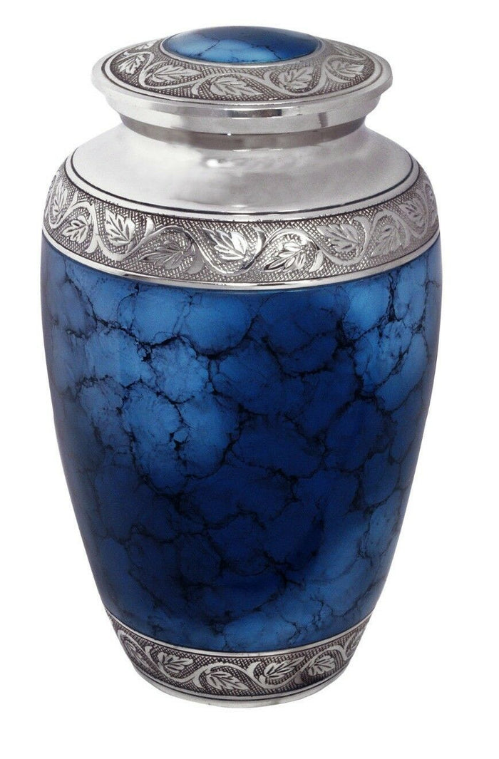 Grecian Blue 220 Cubic Inches Large/Adult Funeral Cremation Urn for Ashes