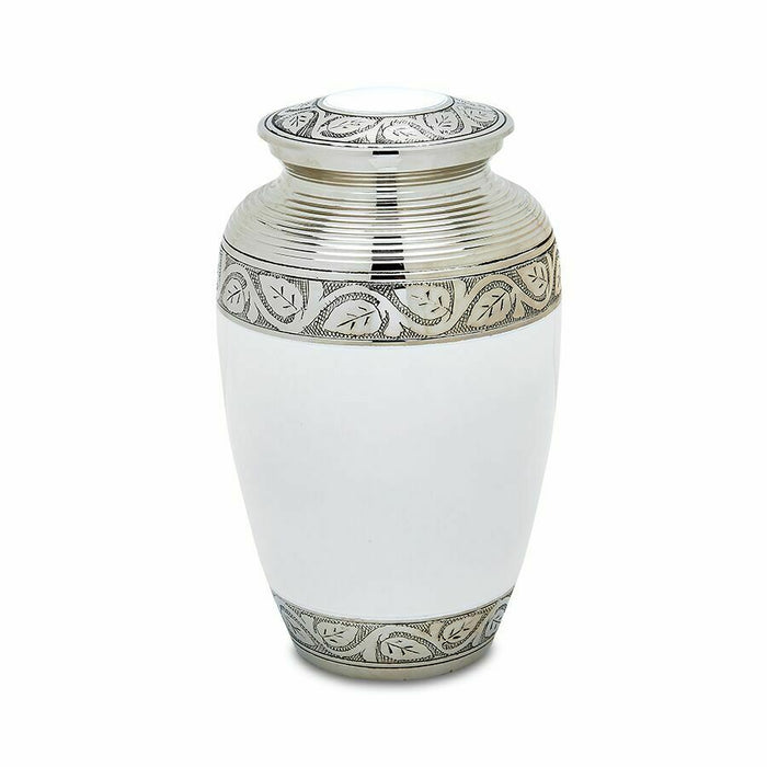 Grecian White Adult 220 Cubic Inches Funeral Cremation Urn For Ashes