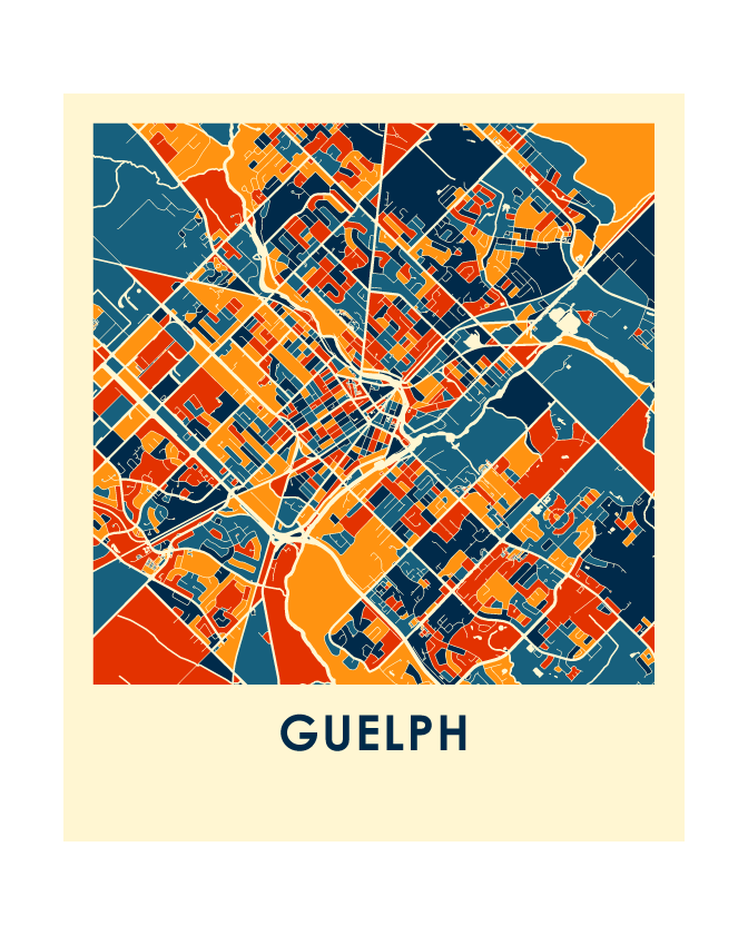 Guelph Ontario Map Print - Full Color Map Poster